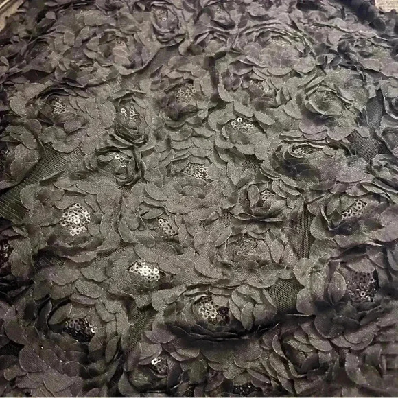 Justice Black Floral Girls Dress, Frilly Skirt Bottom, Size 12 Belt Not Included - Picture 4 of 5